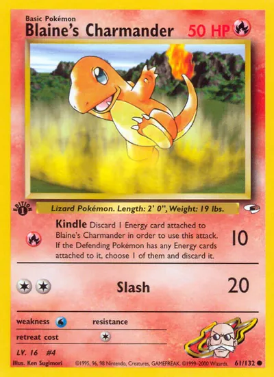 Charmander do Blaine - Gym Heroes - ilustração de Ken Sugimori