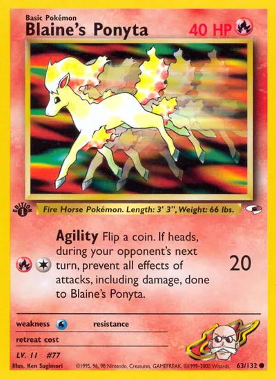 Ponyta do Blaine - Gym Heroes - ilustração de Ken Sugimori