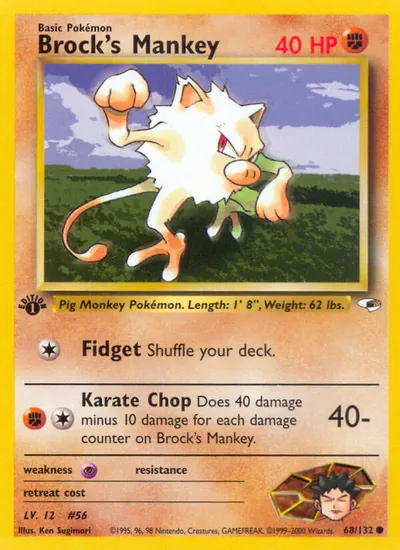 Mankey do Brock - Gym Heroes - ilustração de Ken Sugimori