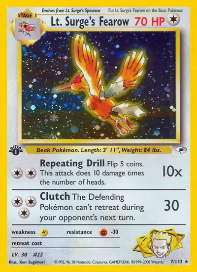 Fearow do Cap. Surge - Gym Heroes - ilustração de Ken Sugimori