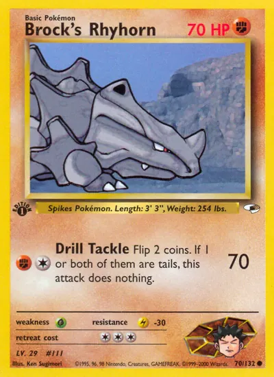 Rhyhorn do Brock - Gym Heroes - ilustração de Ken Sugimori