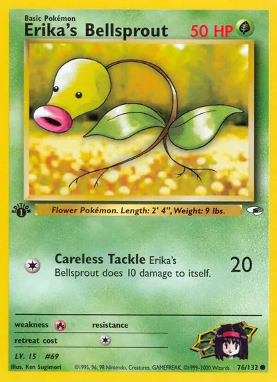 Bellsprout da Érica - Gym Heroes - ilustração de Ken Sugimori
