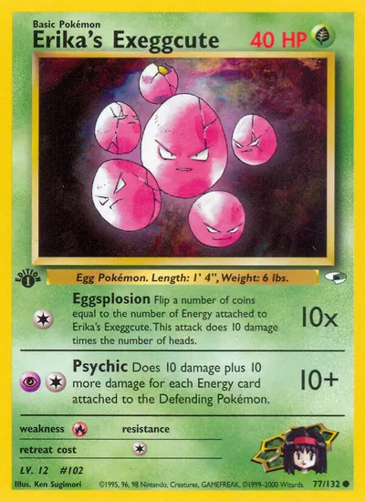 Exeggcute da Erika - Gym Heroes - ilustração de Ken Sugimori