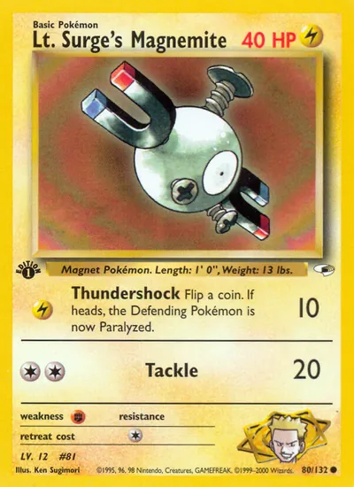 Magnemite do Cap. Surge - Gym Heroes - ilustração de Ken Sugimori