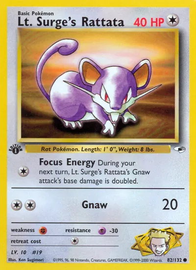Rattata do Cap. Surge - Gym Heroes - ilustração de Ken Sugimori