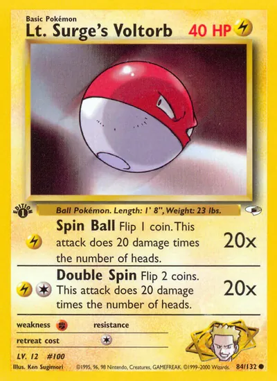 Voltorb do Cap. Surge - Gym Heroes - ilustração de Ken Sugimori