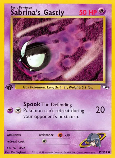 Gastly da Sabrina - Gym Heroes - ilustração de Ken Sugimori