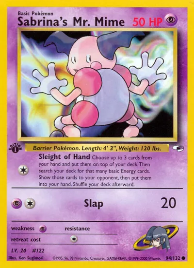 Mr. Mime da Sabrina - Gym Heroes - ilustração de Ken Sugimori
