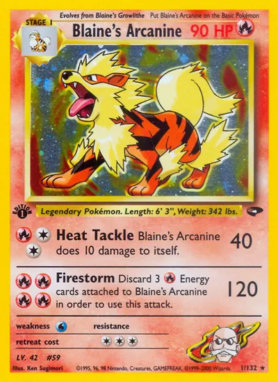 Arcanine do Blaine - Gym Challenge - ilustração de Ken Sugimori