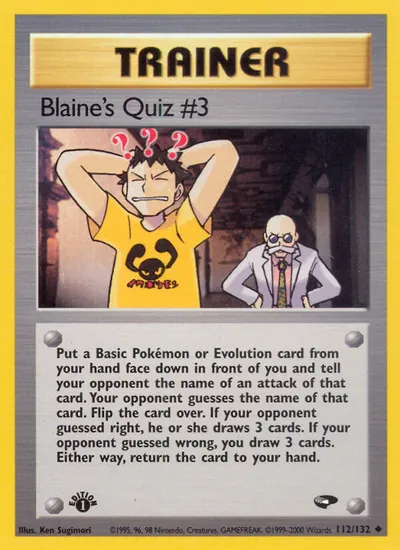 Blaine's Quiz #3 - Gym Challenge - ilustração de Ken Sugimori