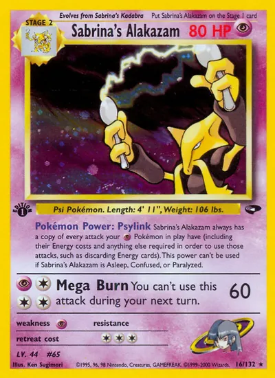 Alakazam da Sabrina - Gym Challenge - ilustração de Ken Sugimori