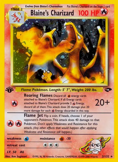 Charizard do Blaine - Gym Challenge - ilustração de Ken Sugimori