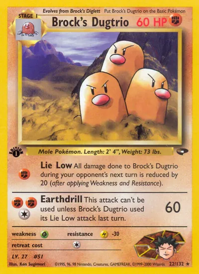 Dugtrio do Brock - Gym Challenge - ilustração de Ken Sugimori