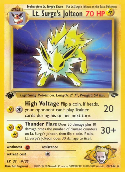 Jolteon do Cap. Surge - Gym Challenge - ilustração de Ken Sugimori