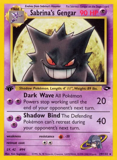 Gengar da Sabrina - Gym Challenge - ilustração de Ken Sugimori