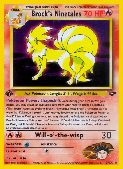 Ninetales do Brock - Gym Challenge - ilustração de Ken Sugimori
