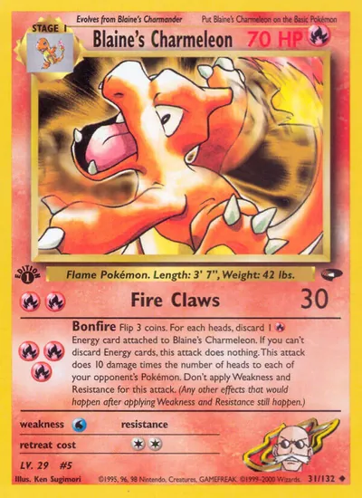 Charmeleon do Blaine - Gym Challenge - ilustração de Ken Sugimori