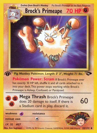 Primeape do Brock - Gym Challenge - ilustração de Ken Sugimori