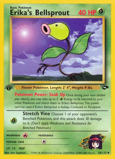 Bellsprout da Érica - Gym Challenge - ilustração de Ken Sugimori
