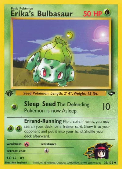 Bulbasaur da Erika - Gym Challenge - ilustração de Ken Sugimori