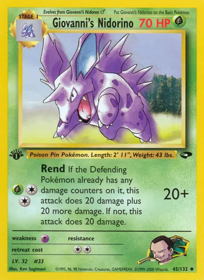 Nidorino do Giovanni - Gym Challenge - ilustração de Ken Sugimori