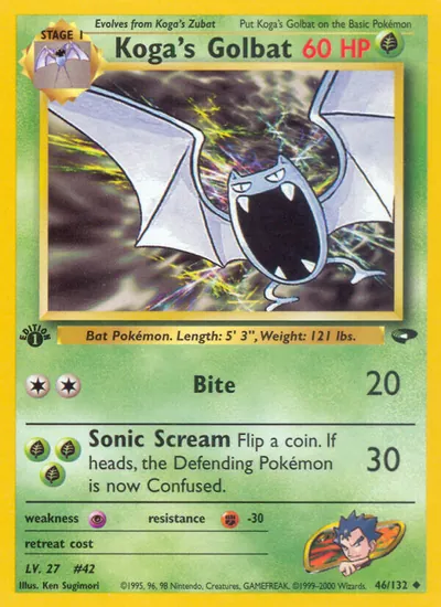 Golbat do Koga - Gym Challenge - ilustração de Ken Sugimori