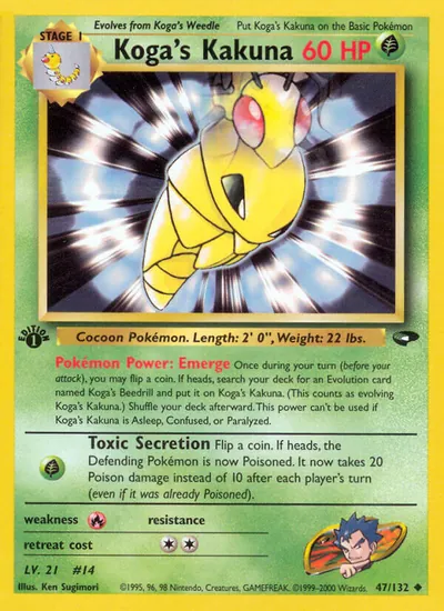 Kakuna do Koga - Gym Challenge - ilustração de Ken Sugimori
