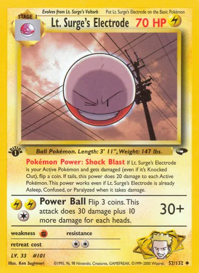 Electrode do Cap. Surge - Gym Challenge - ilustração de Ken Sugimori