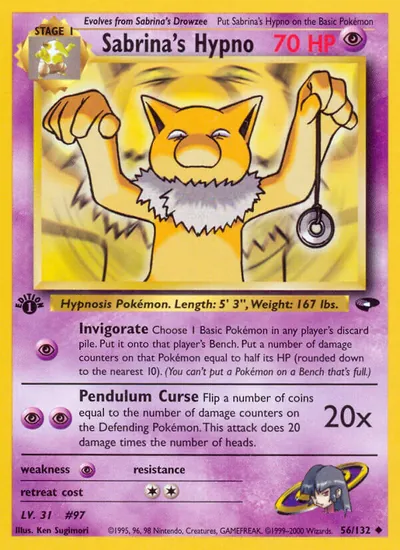 Hypno da Sabrina - Gym Challenge - ilustração de Ken Sugimori