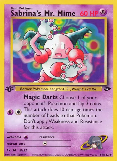 Mr. Mime da Sabrina - Gym Challenge - ilustração de Ken Sugimori
