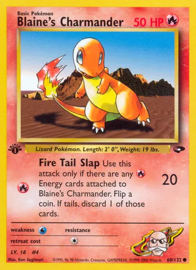 Charmander do Blaine - Gym Challenge - ilustração de Ken Sugimori