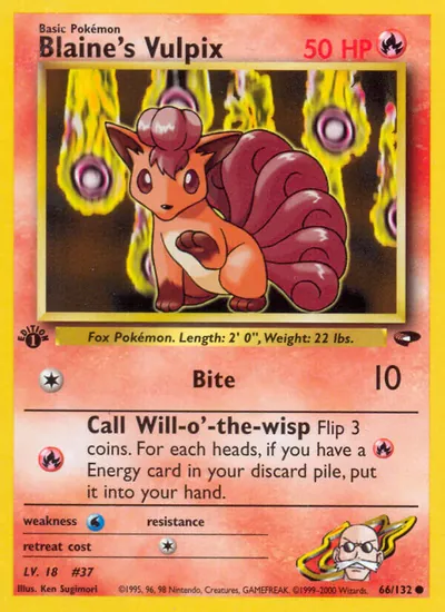 Vulpix do Blaine - Gym Challenge - ilustração de Ken Sugimori