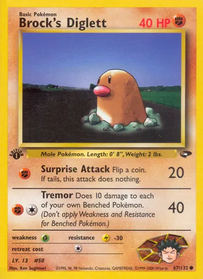 Diglett do Brock - Gym Challenge - ilustração de Ken Sugimori
