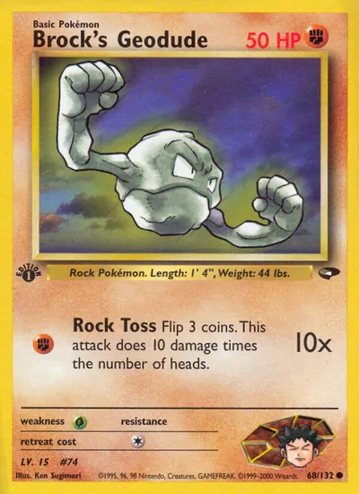 Geodude do Brock - Gym Challenge - ilustração de Ken Sugimori