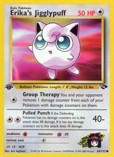 Jigglypuff da Erika - Gym Challenge - ilustração de Ken Sugimori