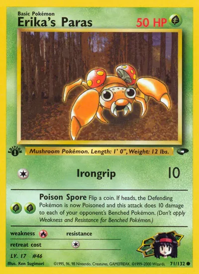 Paras da Erika - Gym Challenge - ilustração de Ken Sugimori