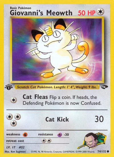 Meowth do Giovanni - Gym Challenge - ilustração de Ken Sugimori