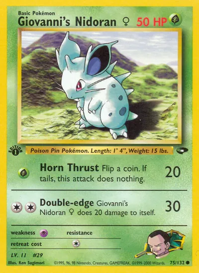 Nidoran Fem. do Giovanni - Gym Challenge - ilustração de Ken Sugimori