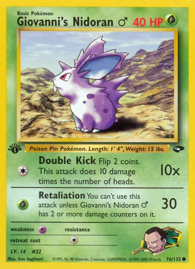 Nidoran Macho do Giovanni - Gym Challenge - ilustração de Ken Sugimori