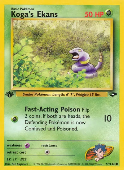 Ekans do Koga - Gym Challenge - ilustração de Ken Sugimori