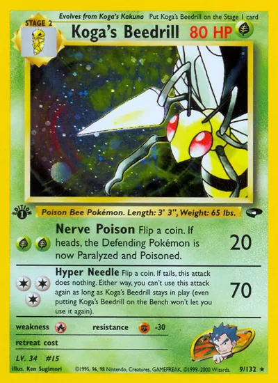 Beedrill do Koga - Gym Challenge - ilustração de Ken Sugimori