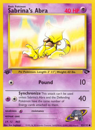 Abra da Sabrina - Gym Challenge - ilustração de Ken Sugimori