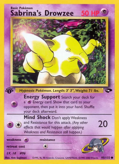 Drowzee da Sabrina - Gym Challenge - ilustração de Ken Sugimori