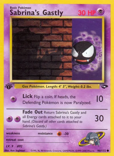 Gastly da Sabrina - Gym Challenge - ilustração de Ken Sugimori