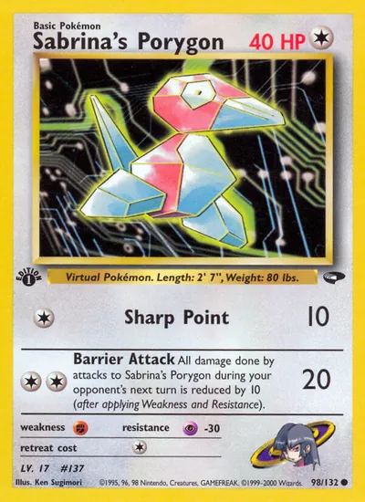 Porygon da Sabrina - Gym Challenge - ilustração de Ken Sugimori