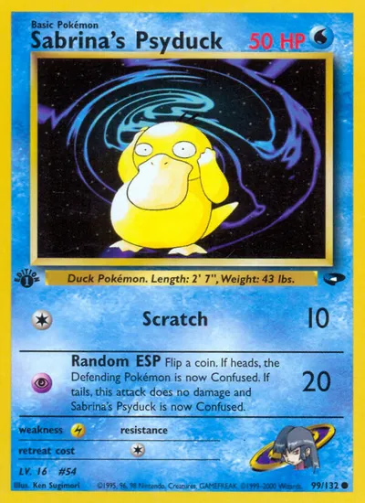 Psyduck da Sabrina - Gym Challenge - ilustração de Ken Sugimori