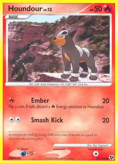 Houndour - Great Encounters - ilustração de Ken Sugimori