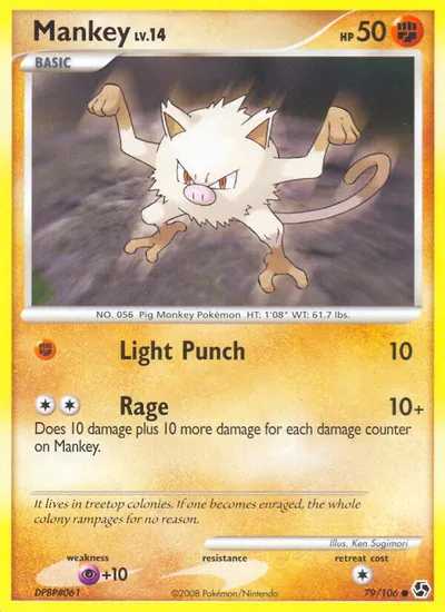 Mankey - Great Encounters - ilustração de Ken Sugimori