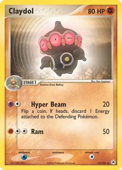 Claydol - Hidden Legends - ilustração de Ken Sugimori