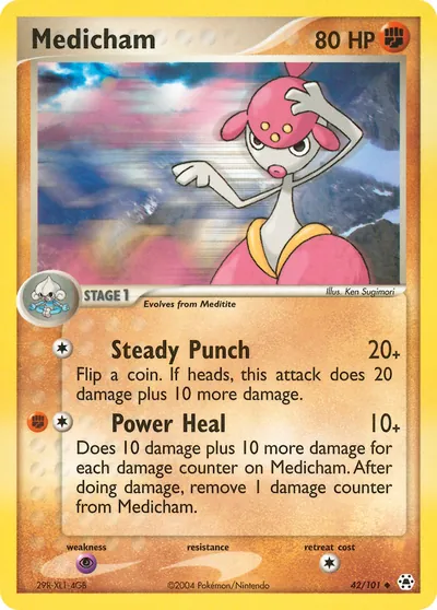 Medicham - Hidden Legends - ilustração de Ken Sugimori